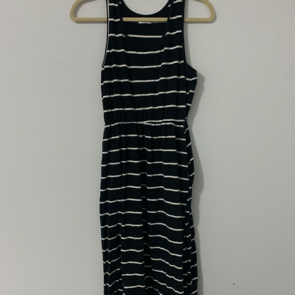 Horizontal Striped Dress with Pockets